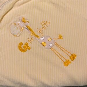 Absorba Yellow, White Striped G is for Giraffe Baby Blanket
